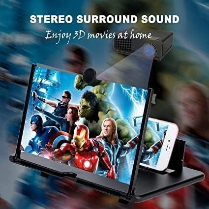 8 Inches HD Screen Magnifier 3D Smart Mobile Phone Movies Amplifier Portable Phone Projector for All Smartphones (Multicolor)