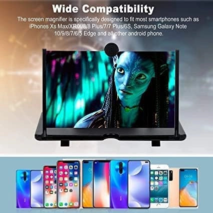 8 Inches HD Screen Magnifier 3D Smart Mobile Phone Movies Amplifier Portable Phone Projector for All Smartphones (Multicolor)